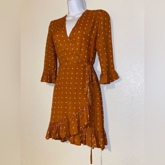 Faithfull the Brand Carmel Wrap Mini‎ Ruffle Dress in Stefano Print 2 NWOT - Picture 4 of 9